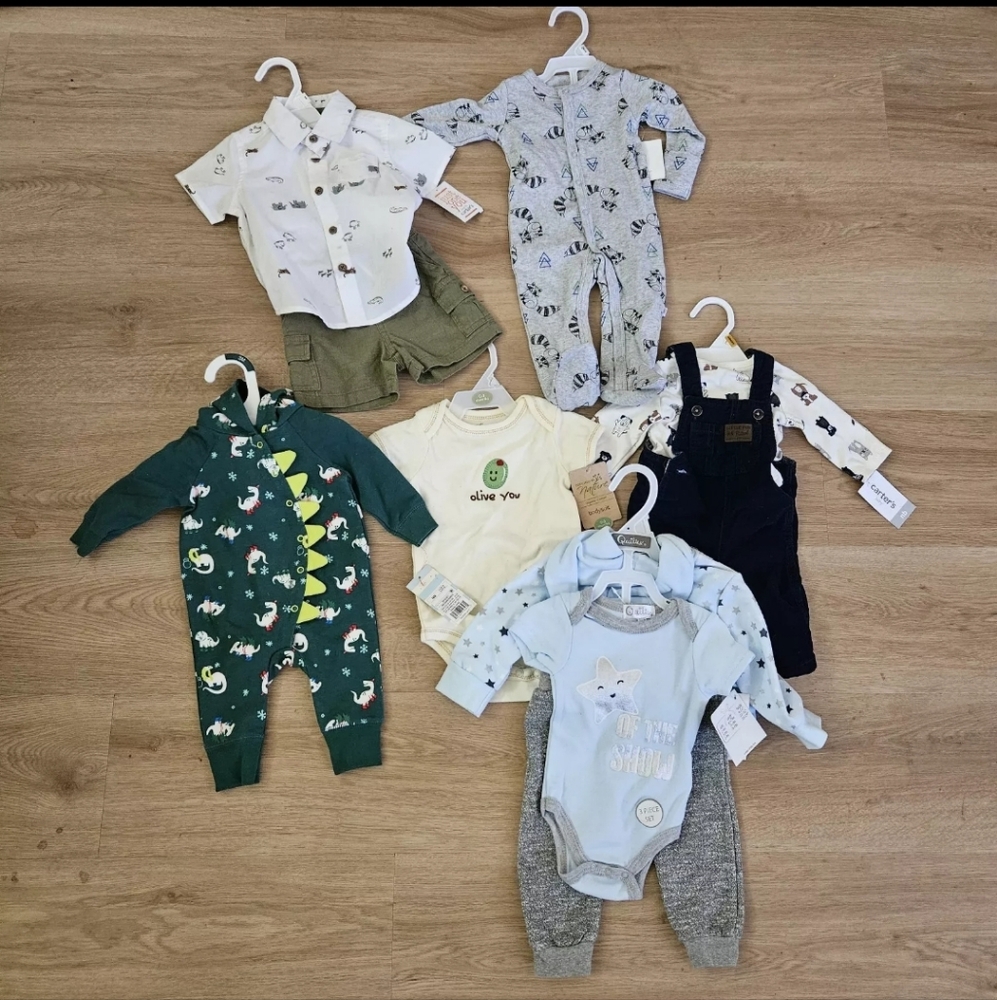 Baby Boy Clothes 6 Pieces New Sets Jumpsuit New Born To 6 Months Assorted Lot